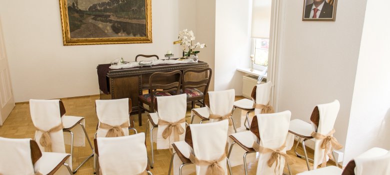 Blick in das Trauzimmer im Leininger Schloss in Guntersblum