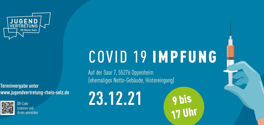 Flyer der Jugendvertretung Rhein-Selz für die Impfaktion am 23.12.2021