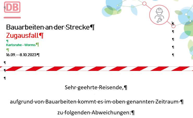 Information der Deutschen Bahn