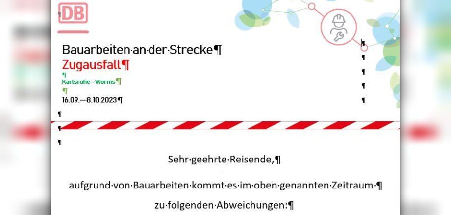 Information der Deutschen Bahn